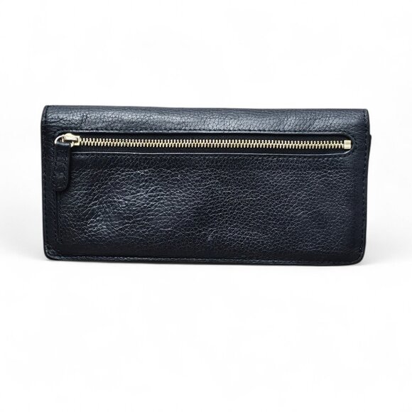 Michael Kors Jet Set Soft Pebbled Leather Travel Large Black Flat Wallet - Picture 7 of 12